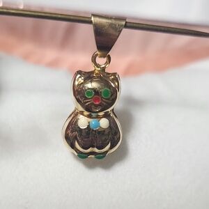 14kt Vintage Cat Pendant